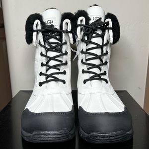 UGG NEW Men’s Butte Waterproof Leather Cuffed Winter Snow Boot White Size 12
